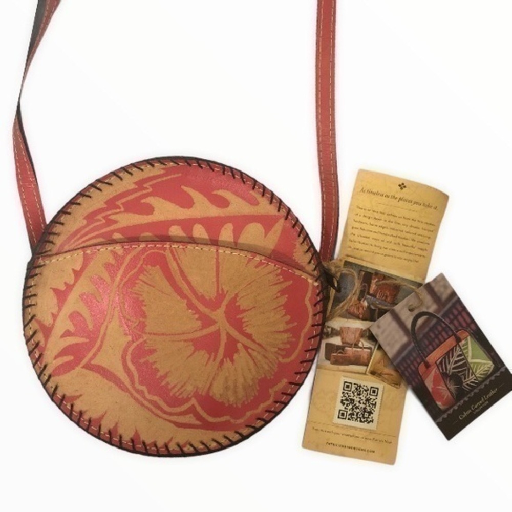 Patricia Nash cuban carved leather pink bag